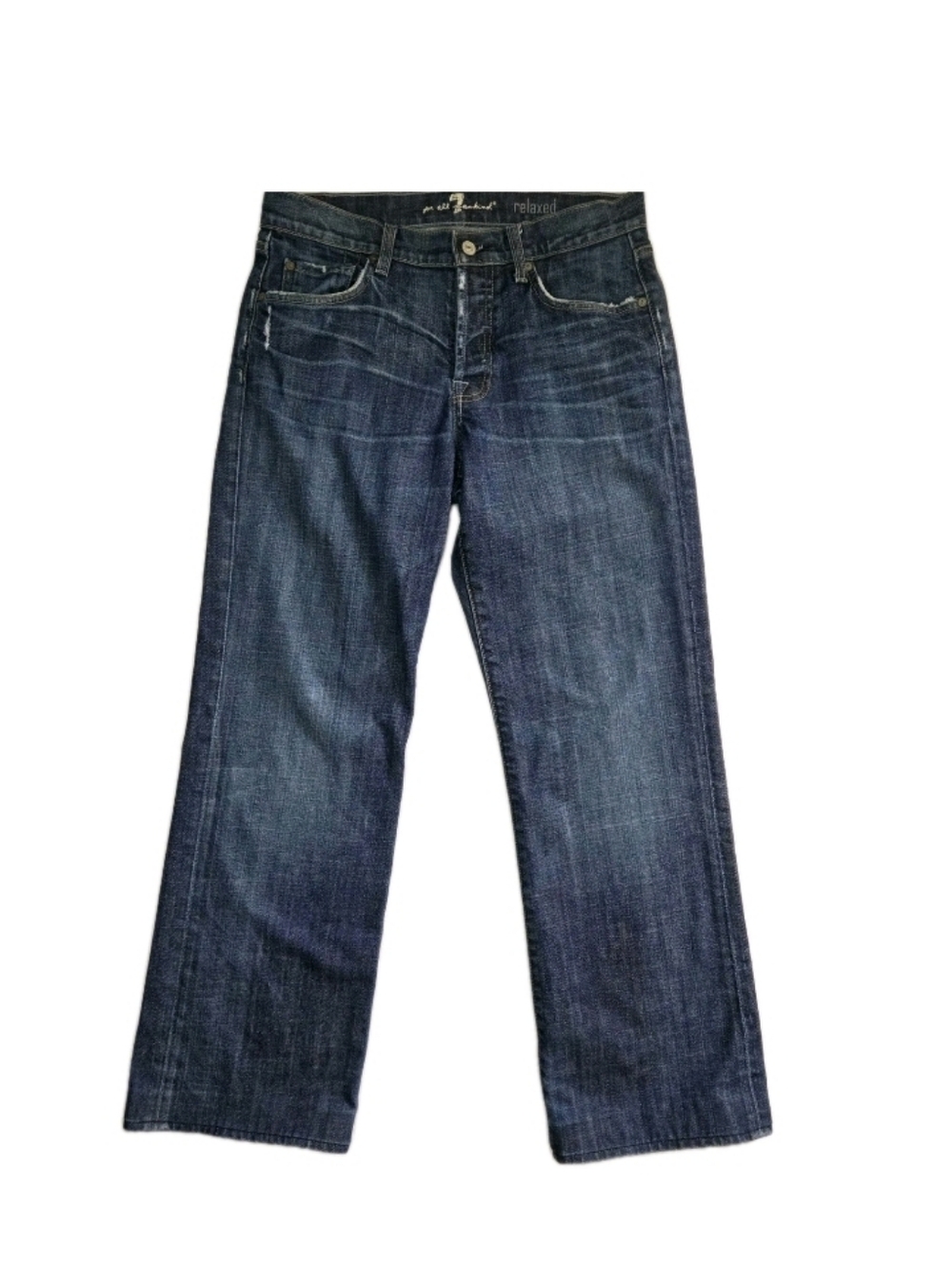 7 For All Mankind Mens Relaxed Fit Jeans Size 31 Distressed Selvadged Hem